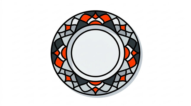 Mandala pattern ceramic plate illustration on white background