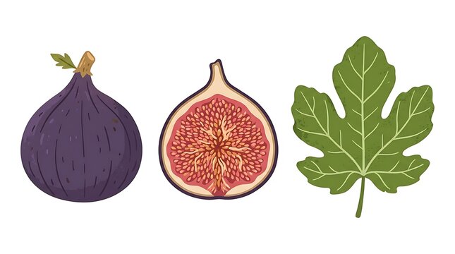 Fresh Figs and Leaves Collection