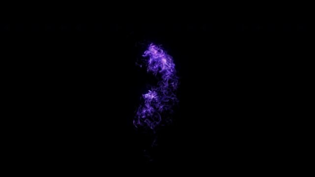Magic purple smoke and flame slowly appearing expanding and dissolving, VFX element - 60 fps, 4K Pro Res with mask pass
