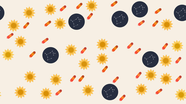 Seamless pattern of stars, comets, and constellations