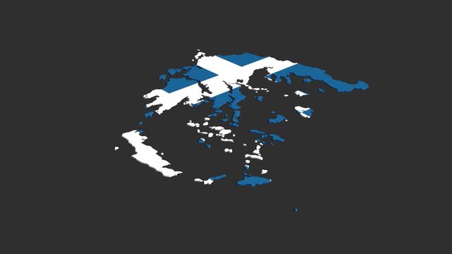 Greece map with national flag texture in 3D motion video