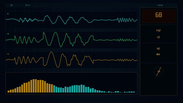 Seamless Loop Tri Axial Tectonic Seismograph Waveform Motion Background 4K