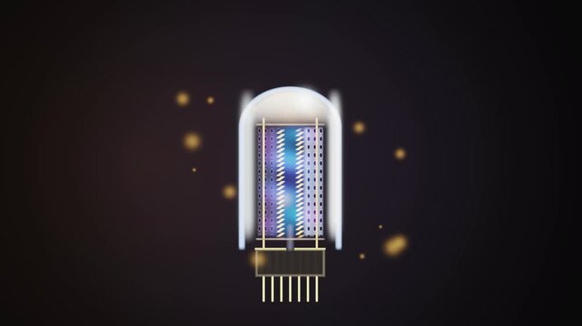 Seamless Loop Audiophile Power Triode Vacuum Tube Glowing Filament Thermionic Macro Motion Background 4K