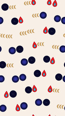 Seamless pattern of celestial circles, teardrops, and crescents © dewi