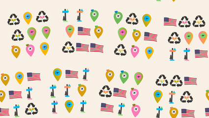 Seamless pattern of travel and environmental icons © dewi
