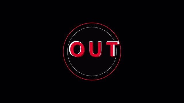 3D Cricket Out Wicket Broadcast Event Lower Third Tactical Radar Pulse Lock Rings High Alert Ruby White Ultra Bold Screen Overlay Animation 6 Seconds in 4K UHD Alpha Transparent Background