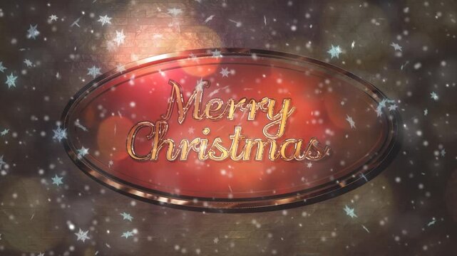Cinematic 3D Metal Merry Christmas Typography in Sparkling Snowfall