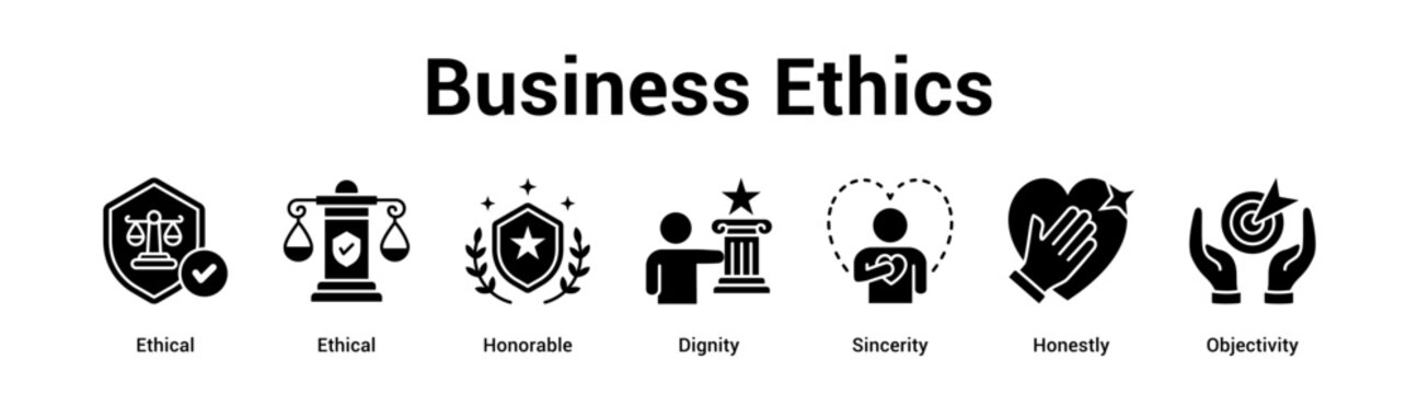 Business Ethics web banner icon vector illustration concept for business with icon of Ethical, Ethical, Honorable, Dignity, Sincerity.