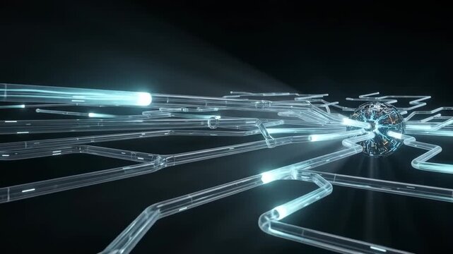 Abstract Circuit Core Visualizing Connectivity and Energy Flow in Futuristic Geometry