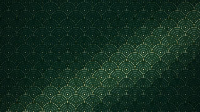 Emerald Art Deco Loop with Shimmering Gold Scale Pattern