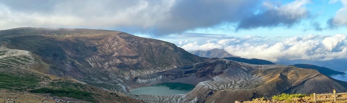 Okama crater lake of Mount Zao in autumn, Miyagi and Yamagata, Japan