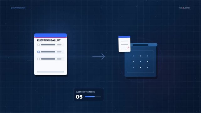 US Election 2026 Concept, Ballot Box and Voting Symbols Representing Presidential Campaign, Democracy, Voter Participation and United States Political Election