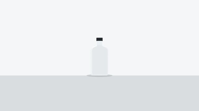 Minimalist illustration of a single glass bottle standing on a plain surface.