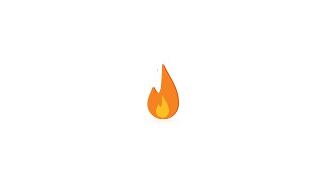 Minimalist orange fire flame icon isolated on a white background.