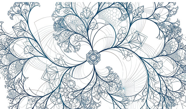Abstract Fractal Background with Intricate Recursive Geometric Patterns