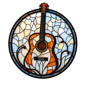 Acoustic Guitar Stained Glass Window