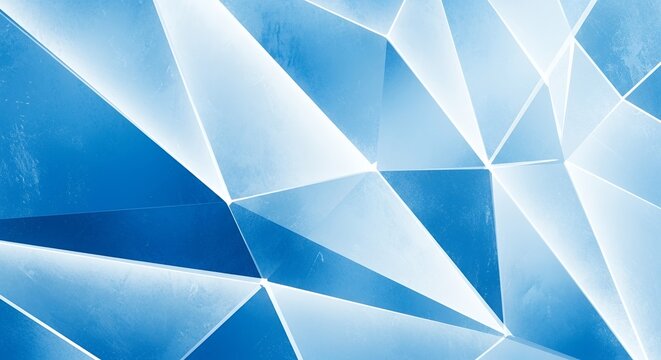 Abstract Blue Geometric Pattern with Glowing Lines and Triangles.