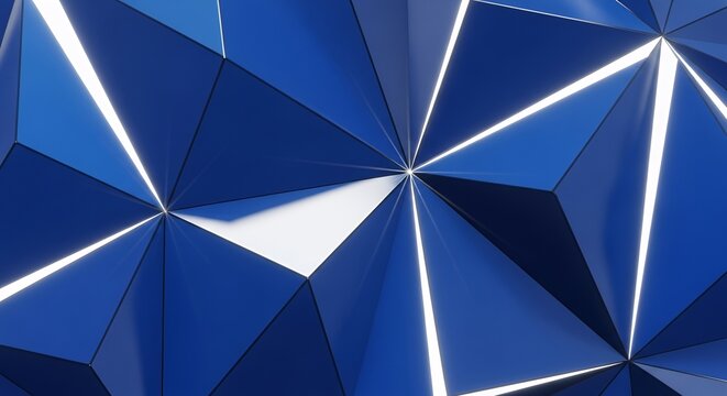 Abstract Blue Geometric Pattern with Glowing Lines.