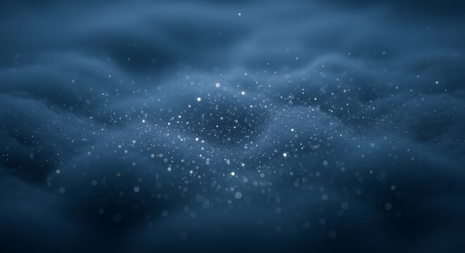 Abstract Blue Glitter Background with Shimmering Particles and Soft Focus.