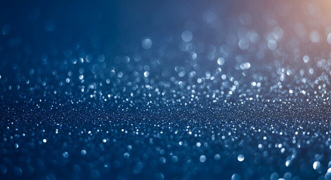 Abstract Blue Glitter Sparkle Background with Bokeh Effect.