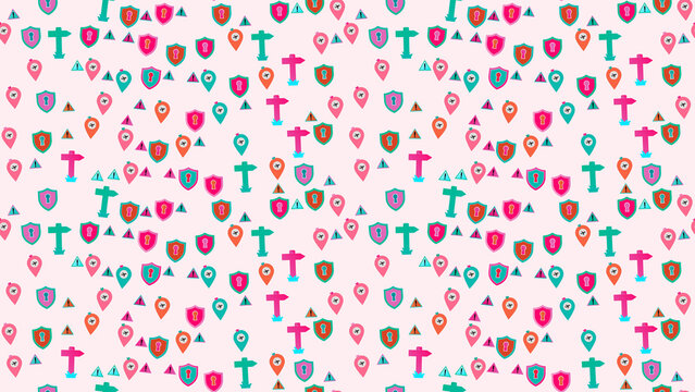Travel and safety icons pattern