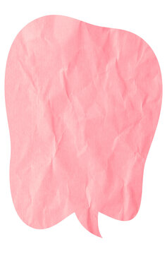 Tall pink crumpled paper speech bubble with short tail
