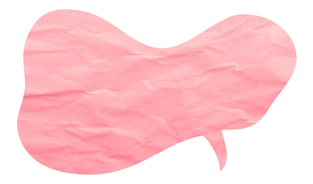 Curved pink paper speech bubble with lower right tail