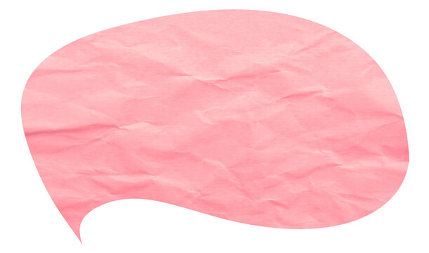 Oval pink paper speech bubble with curled lower left tail