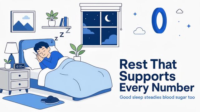 Animation of man sleeping peacefully in bed at night
