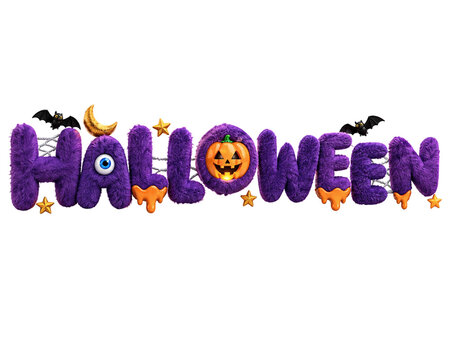 Playful, fluffy Halloween-themed pun on a white background	