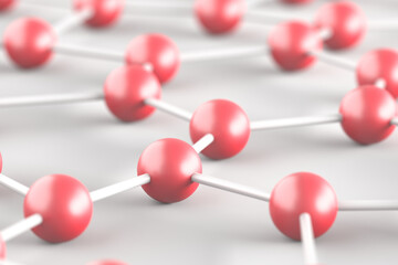 Fototapeta premium Molecular lattice background with red spheres and connecting rods for science and medical network concept or technology poster design