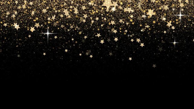 Golden Star Glitter Overlay with Sparkling Particles for Christmas and Celebrations. transparent background, (160)