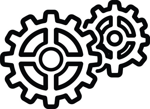 Two interlocking gear wheels icon