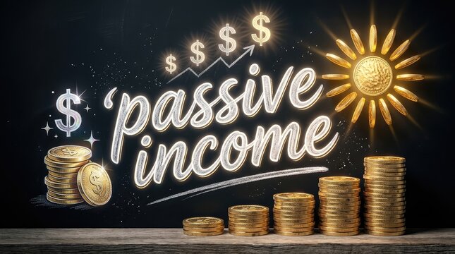 Growing passive income concept illustrated with coins