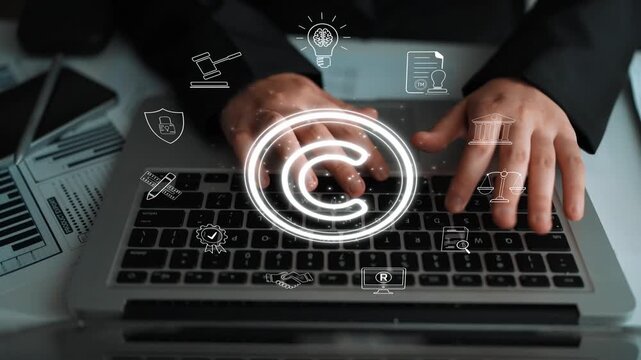 Copyright protection highlights copyright, intellectual property, and legal ownership through law, verification, and secure digital rights Marrow