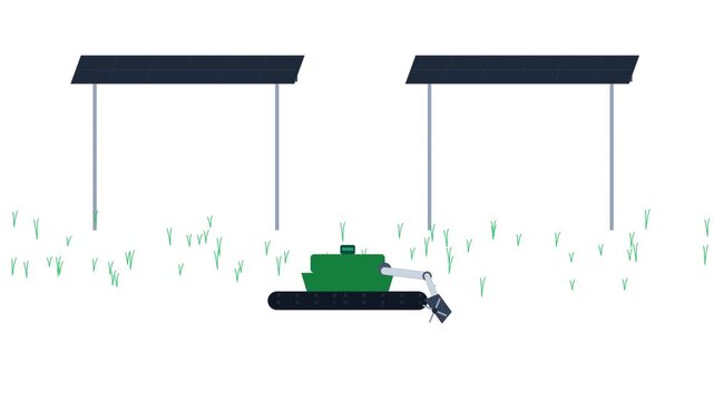Autonomous Solar Farm Vegetation Management Mower Robot with Articulated Flail Arm