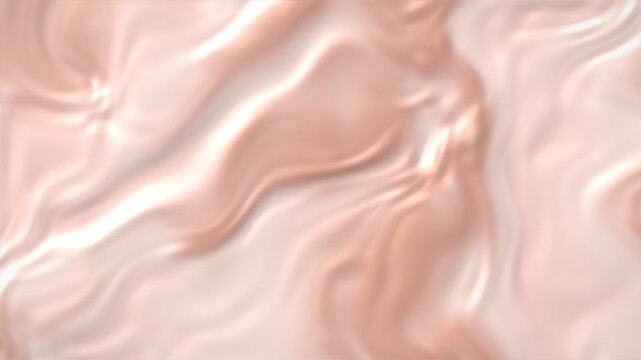 Seamless flowing rose gold liquid silk fabric texture with soft highlights and shadows, abstract background motion