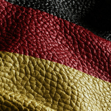 German flag leather texture close up with black red and gold detail