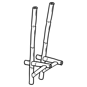 bamboo stilts illustration hand drawn outline vector