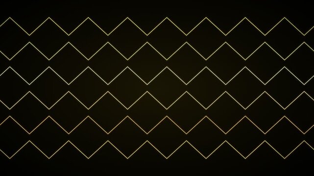 Abstract golden zigzag pattern animation on a dark background, seamless loop motion graphic