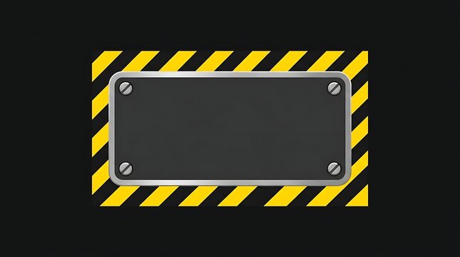 Industrial warning sign frame with metal plate and bolts