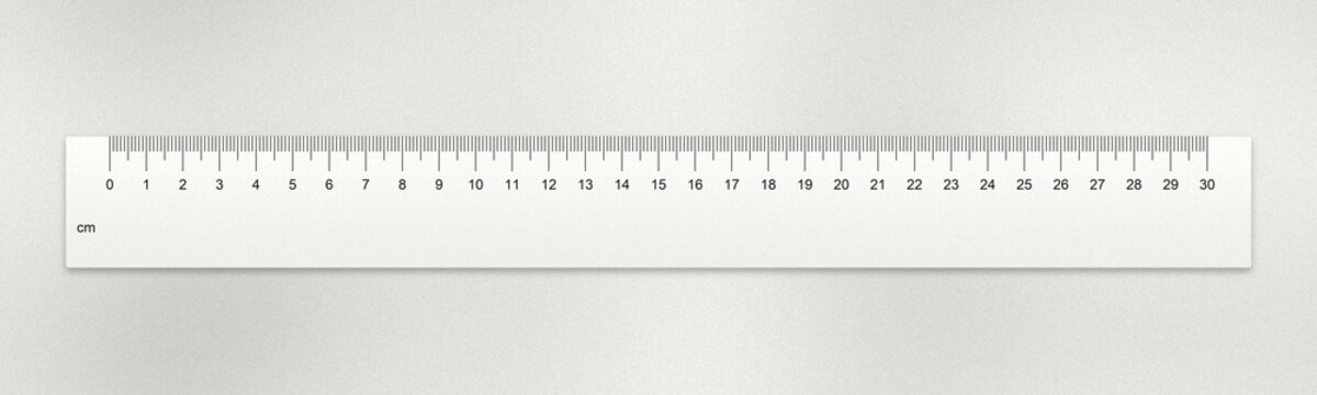 White 30 cm metric ruler with millimeter and centimeter markings