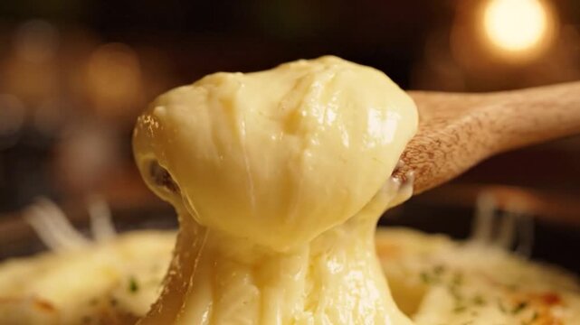 Stretching Aligot Cheese Deliciously Served on a Spoon