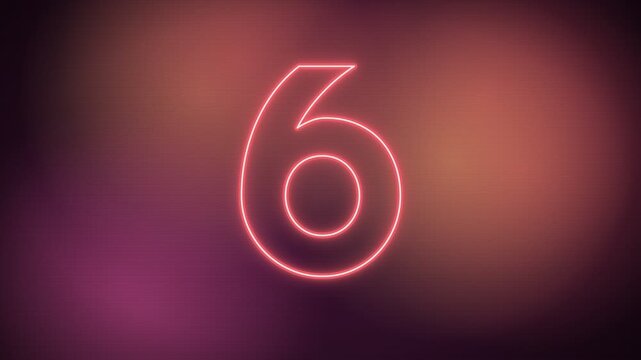 Neon numbers 10 5 0 with glitch effect in a countdown sequence on a dark background