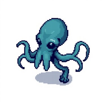 Pixel art octopus monster creature with tentacles