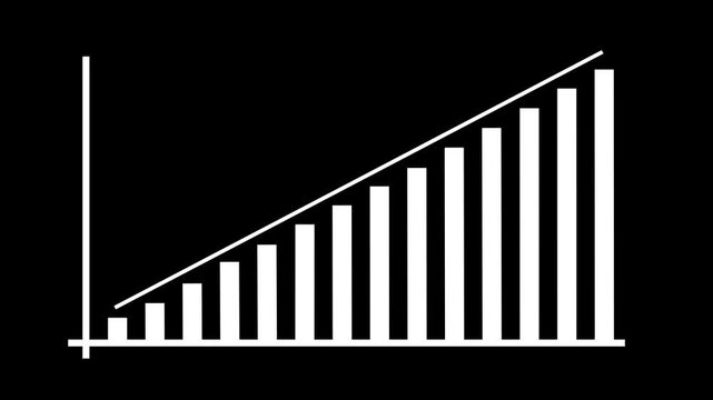 Neon Business graph chart icon 4 k video animation on black background.Growth finance graph chart video motion animation. Business graph chart .
