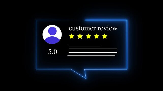 Glowing neon Rating 4 stars icon animation. animation customer review concept, character giving fore star feed back on neon rectangle. animated customer satisfaction ...