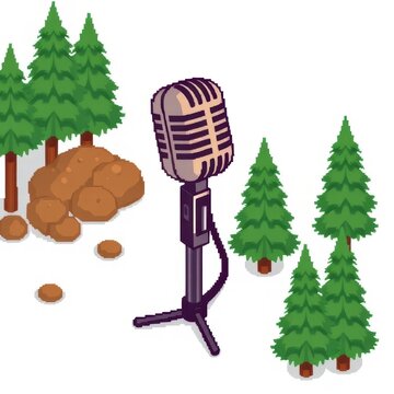 Pixel art microphone outdoor concert nature landscape