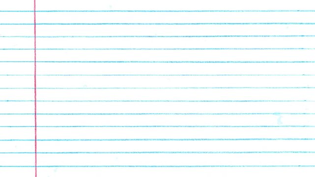 Lined paper notebook background animation, school ruled paper sheet graphic, loopable video element   