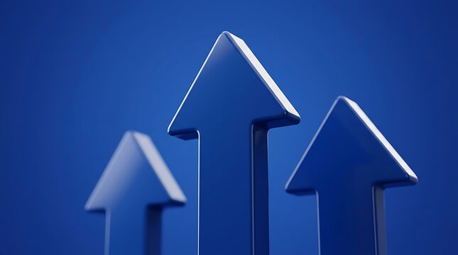 Three blue 3D arrows pointing upward